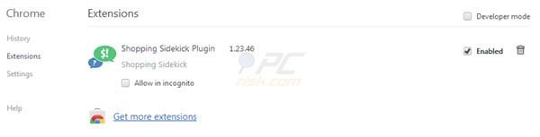 Shopping Sidekick removal from Google Chrome
