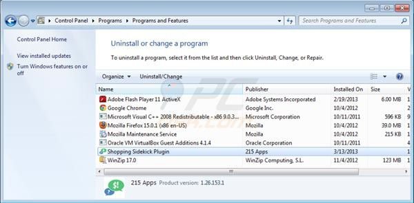 shopping sidekick uninstall