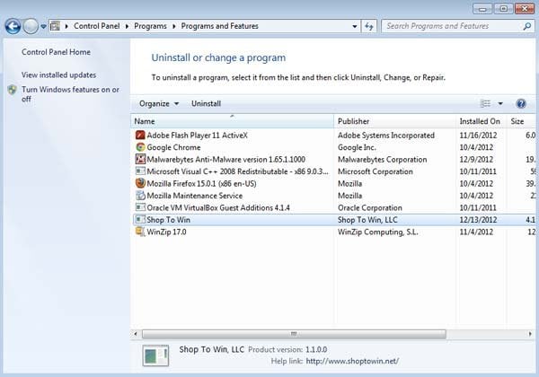 shop to win adware uninstall