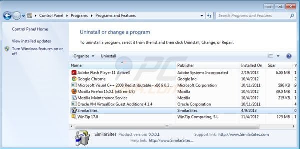 Similar Sites uninstall