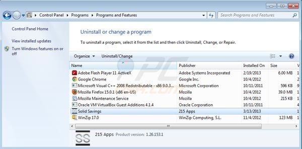 Solid Savings uninstall