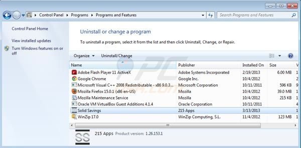 Solid Savings uninstall