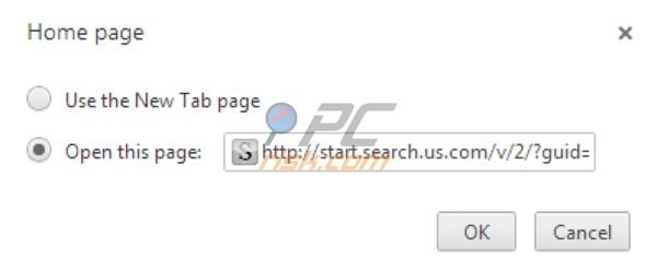 Google Chrome use the new tab instead of start.search.us.com