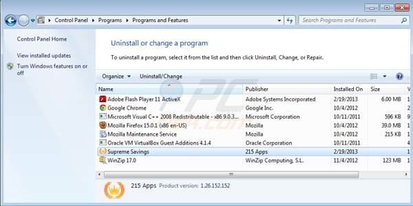 Supreme Savings Uninstall