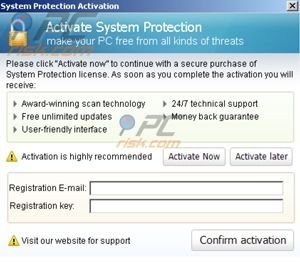System Protection - fake registration