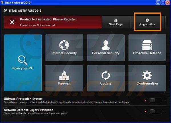 Titan Antivirus 2013 registration step 1