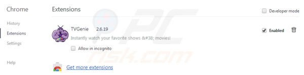 TVgenie removal from Google Chrome