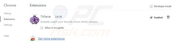 TVgenie removal from Google Chrome