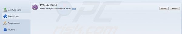 TVgenie removal from Mozilla FireFox
