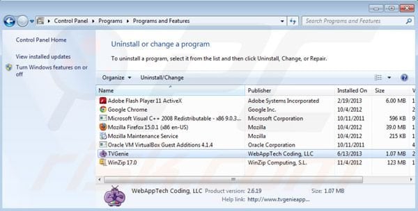 TVGenie uninstall