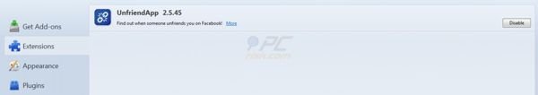 UnfriendApp removal from Mozilla FireFox