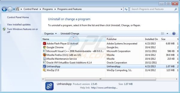 UnfriendApp uninstall