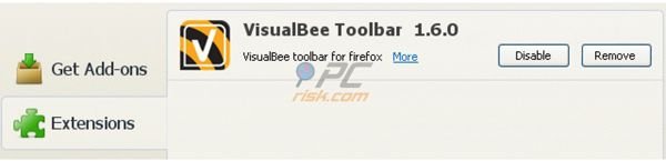 VisualBee Toolbar (visualbee.delta-search.com redirect) removal from Mozilla FireFox