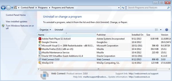 Web Connect uninstall