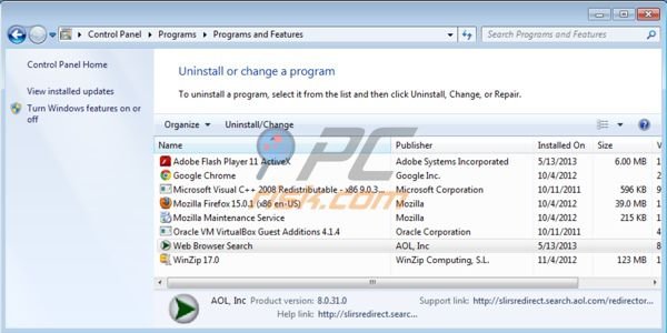 Webbrowsersearch.com redirect uninstall