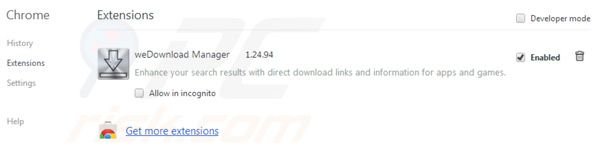 Wedownload Manager removal from Google Chrome