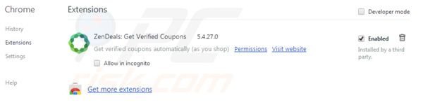 Zendeals removal from Google Chrome