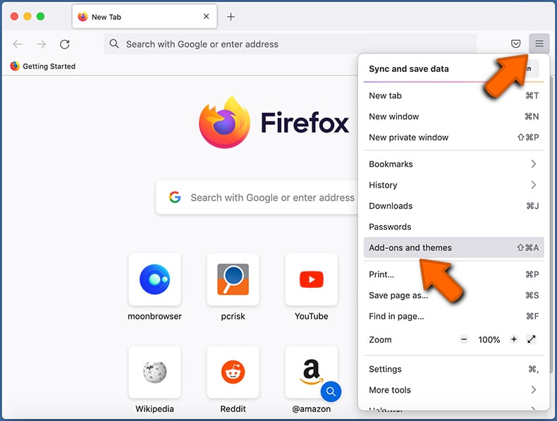 Removal of malicious extensions in Mozilla Firefox - step 1