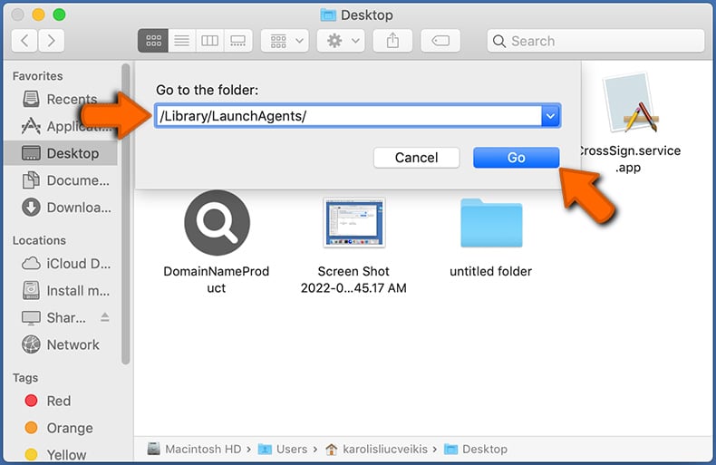 Mac Go To /Library /LaunchAgents -1 단계