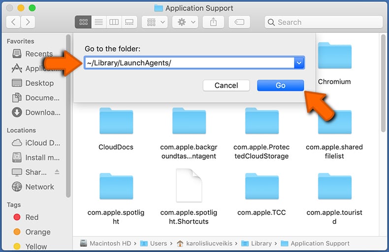 Mac go to ~/Library/LaunchAgents - step 1