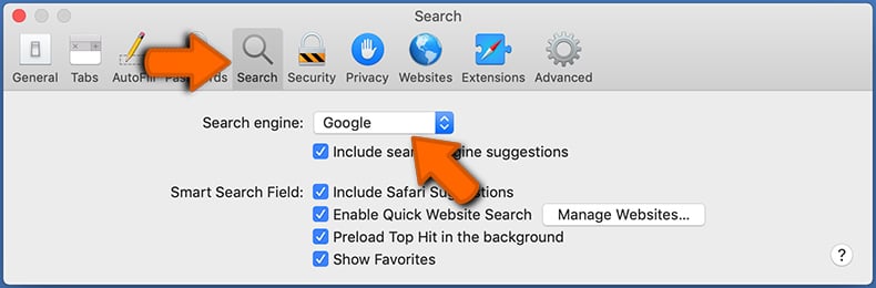 Change Safari default search engine