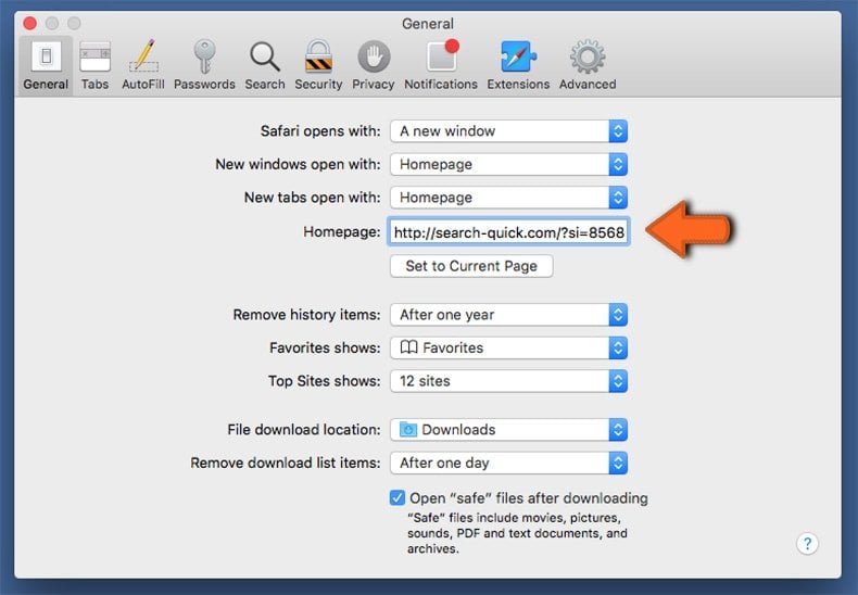 changing homepage in safari browser