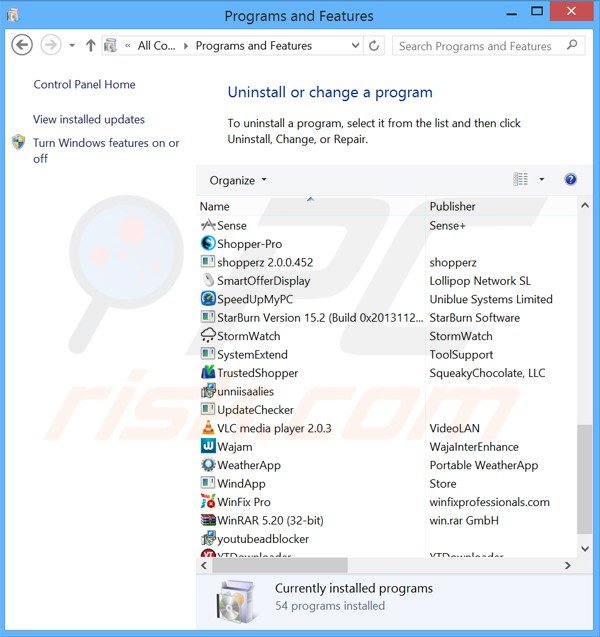 MetaCrawler.com browser hijacker uninstall via Control Panel