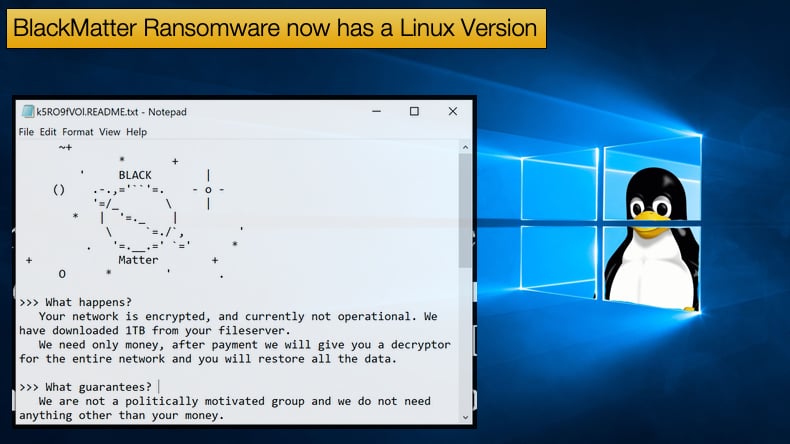 blackmatter ransomware released a linux version