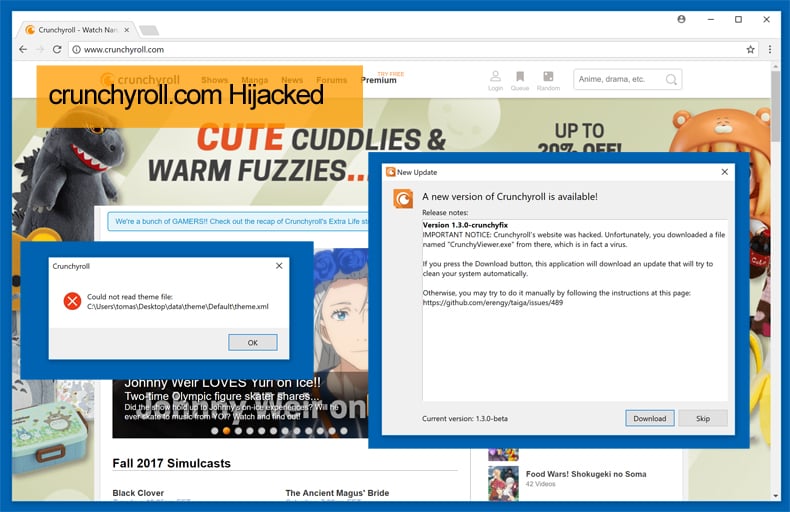 crunchyroll website hijacked