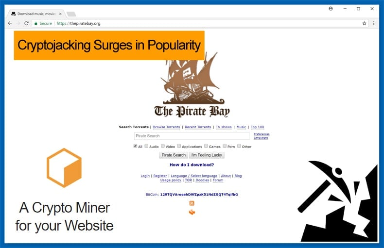 The Pirate Bay Caught Running Browser-Based Cryptocurrency Miner