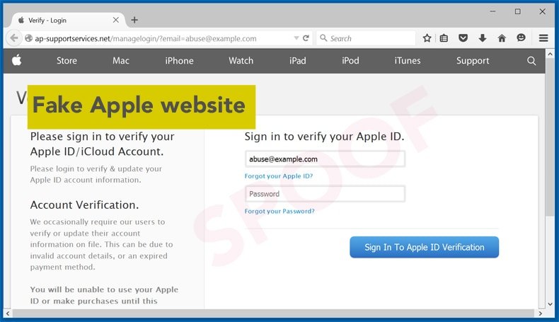 fake apple website