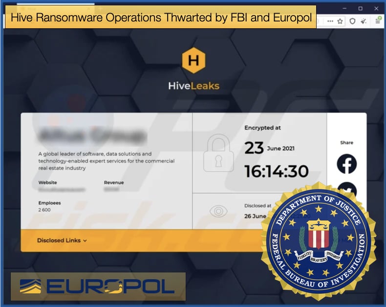 Hive Ransomware Operations Thwarted by FBI and Europol