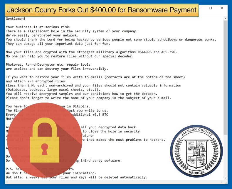 jackson county pays ransom