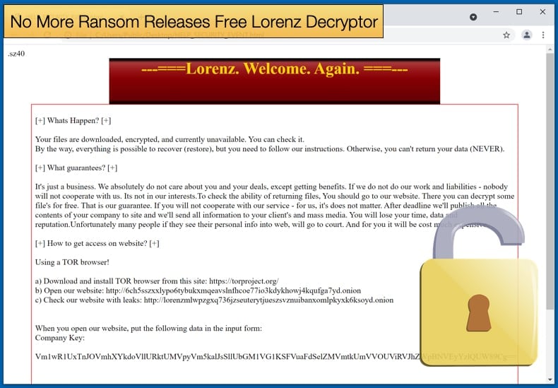 lorenz ransomware free decryptor