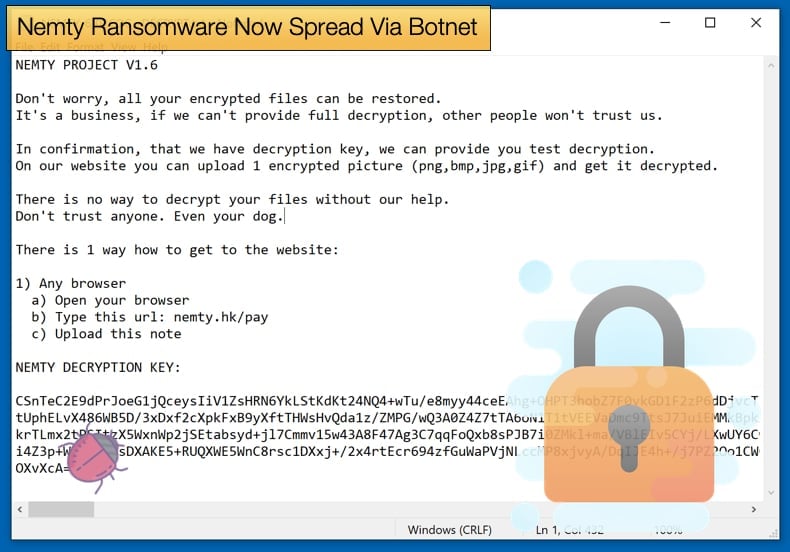 nemty spread via botnet
