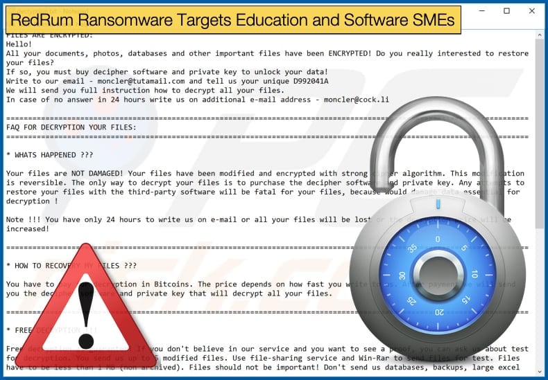 redrum ransomware targets sme and education softwre