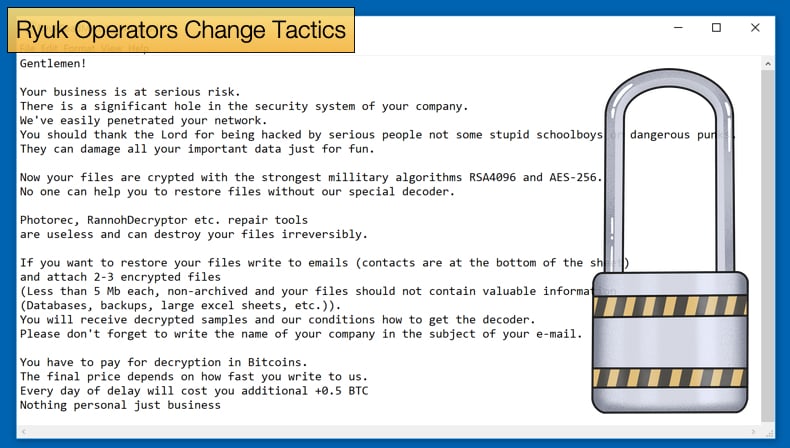 ryuk ransomware operators change tactics