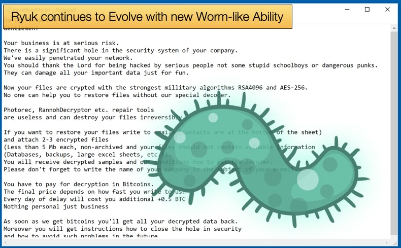 ryuk ransomware has worm like capabilities