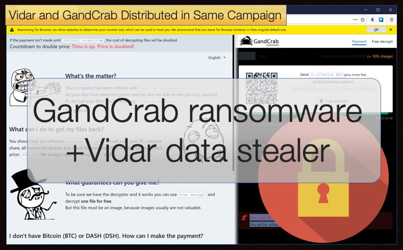 vidar stealer and gandcrab ransomware