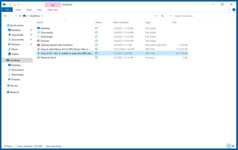 Stati dei file nella cartella OneDrive