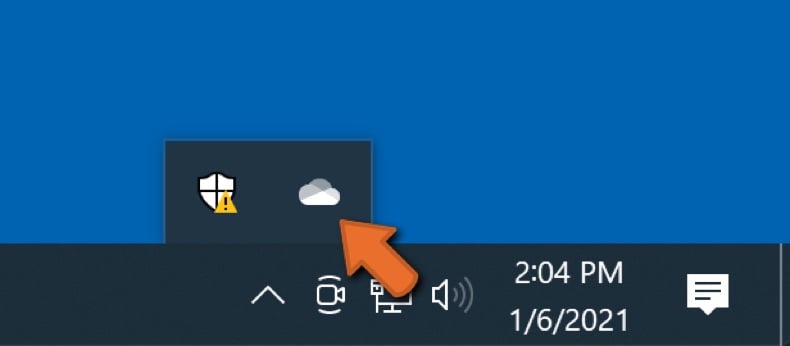 Faceți clic pe pictograma OneDrive din bara de activități