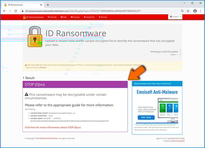 Identify ransomware-type infection (step 4)