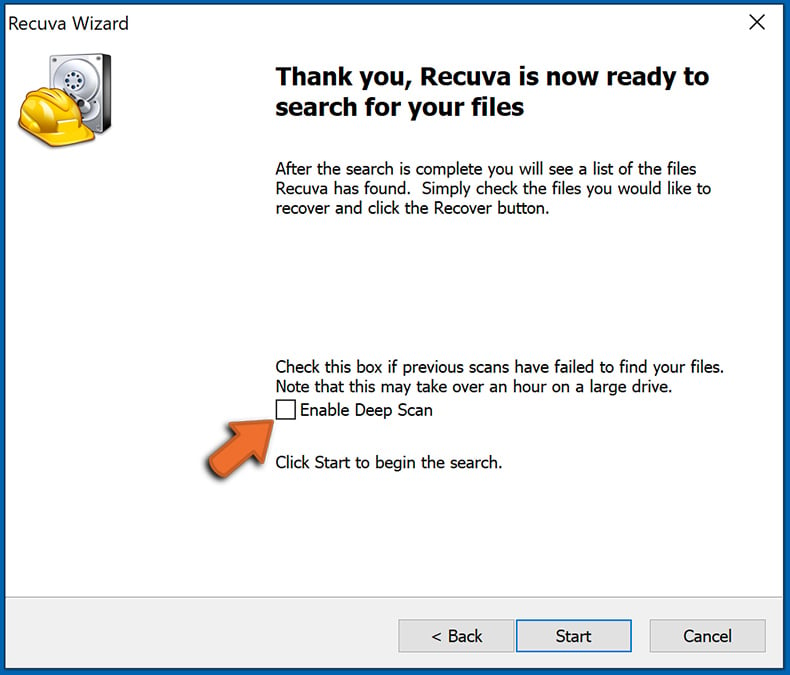 Recuva data recovery tool wizard