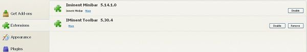 remove iminent toolbar from firefox