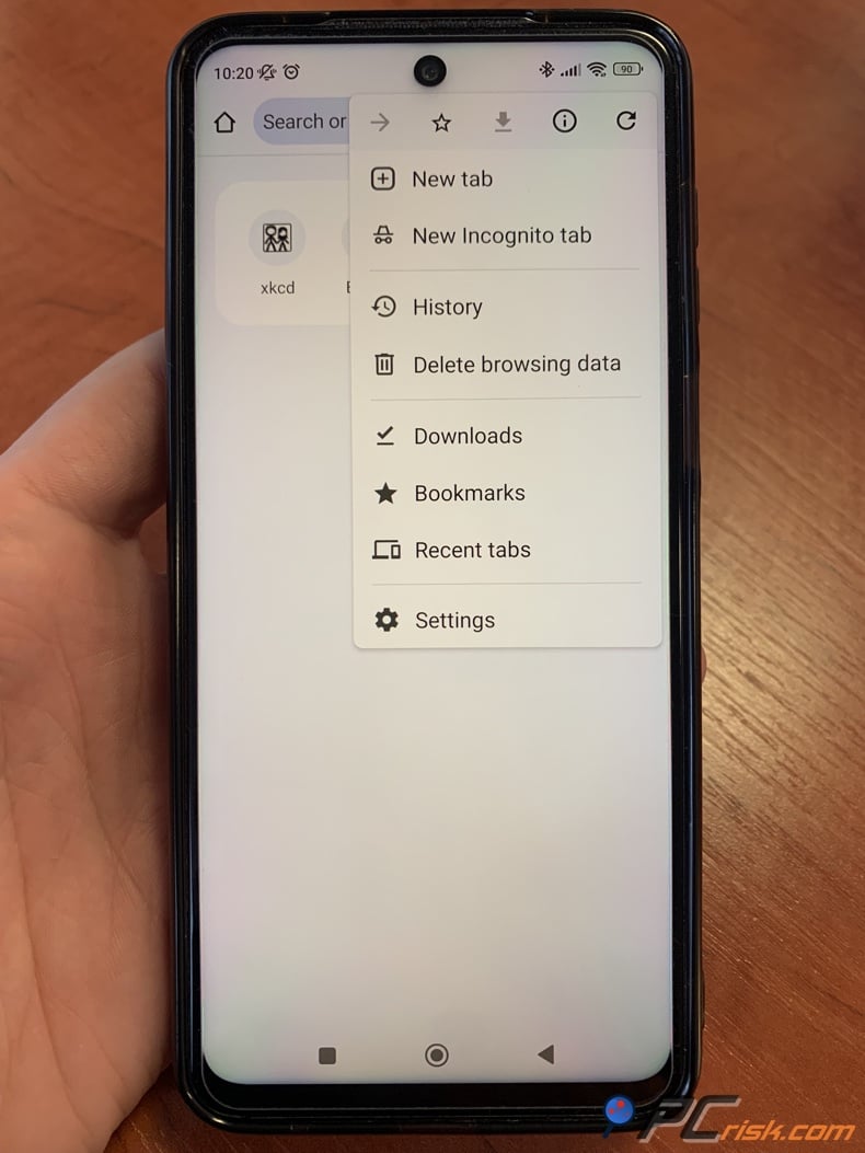 Adblock Browser home screen on Android