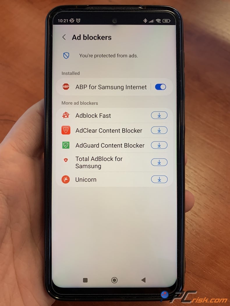 Adblock Plus for Samsung Internet