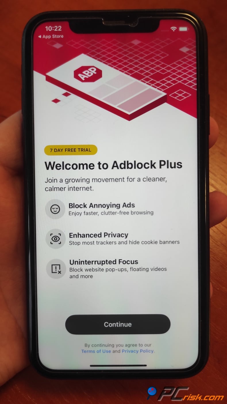 Adblock Plus home screen for Safari