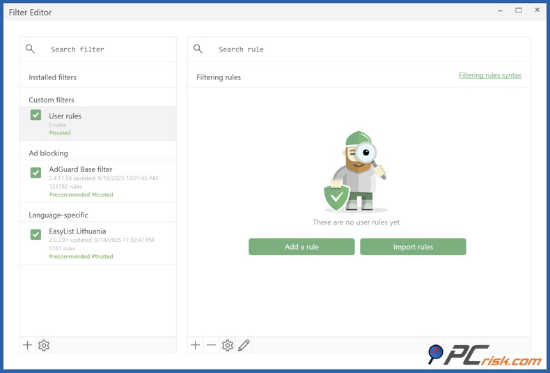 AdGuard custom rules and filters