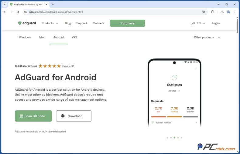AdGuard download page for Android