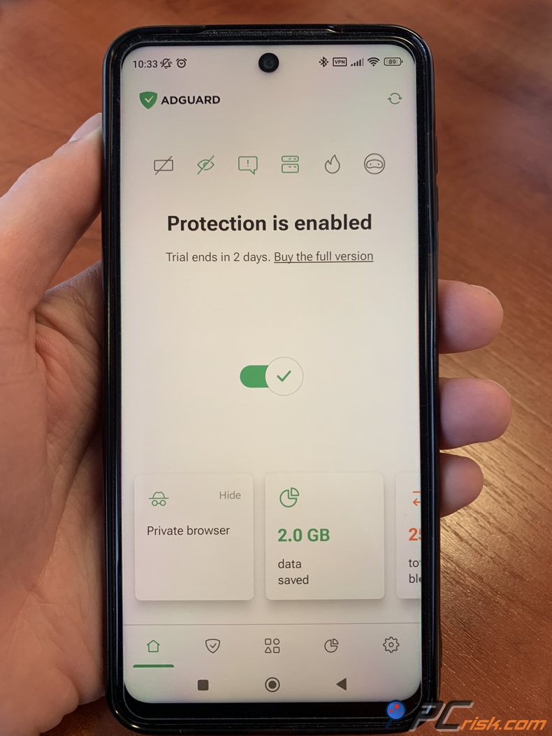 Android AdGuard home screen